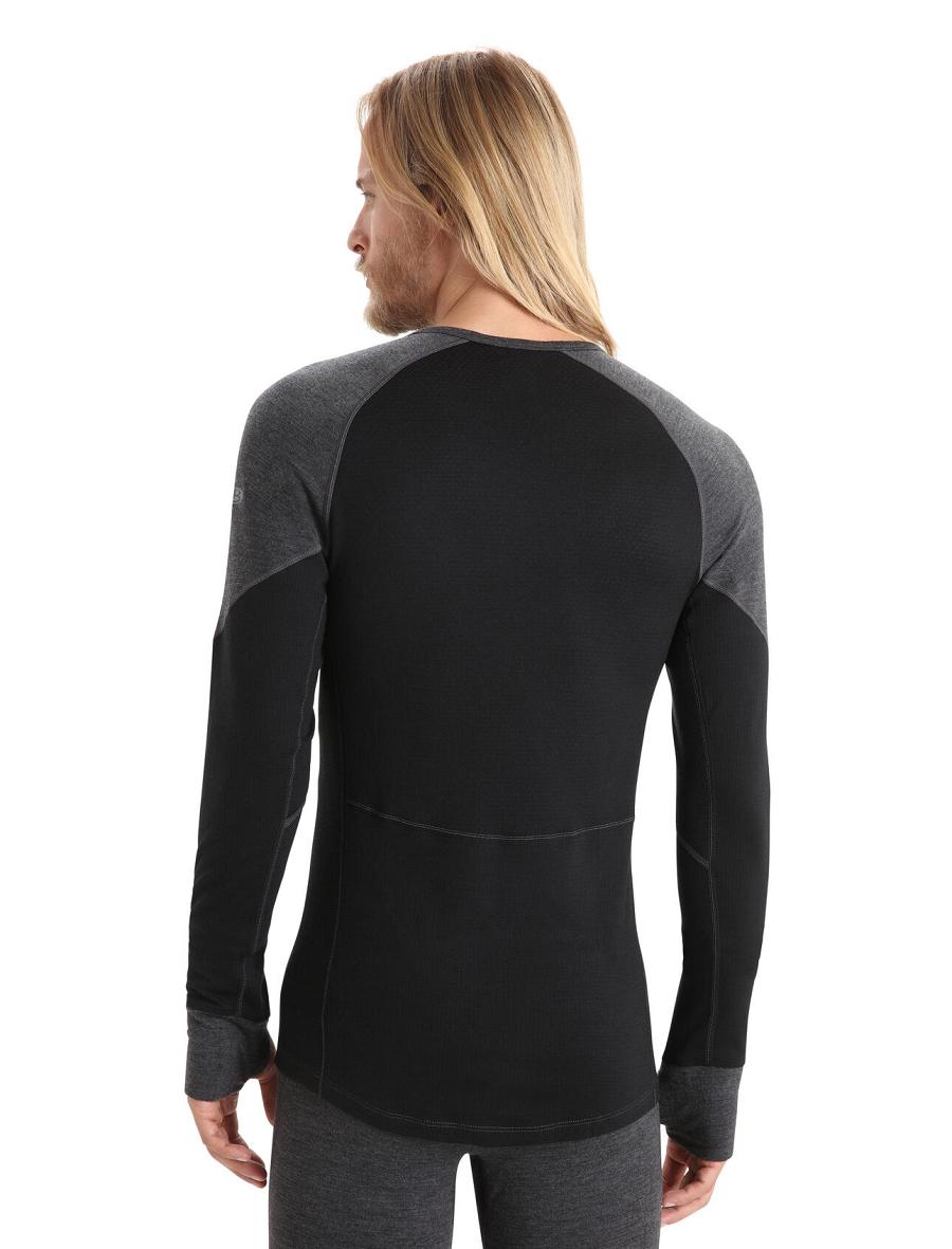 Jet Heather / Black Men's Icebreaker BodyfitZone™ Merino 260 Zone Long Sleeve Crewe Thermal Top Base Layers | USA 1382SGLO